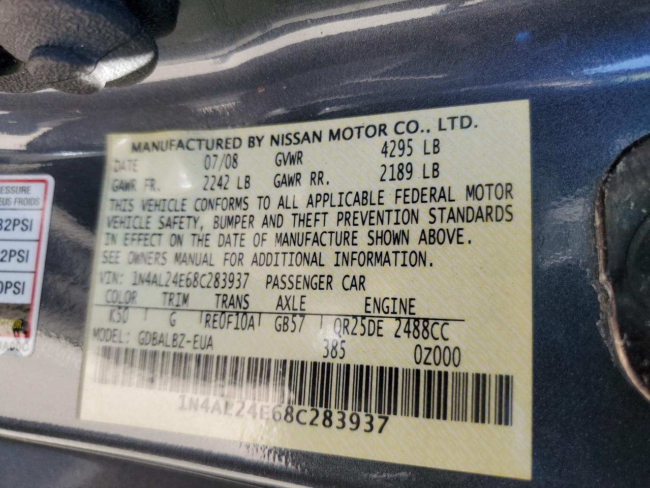 2008 NISSAN ALTIMA