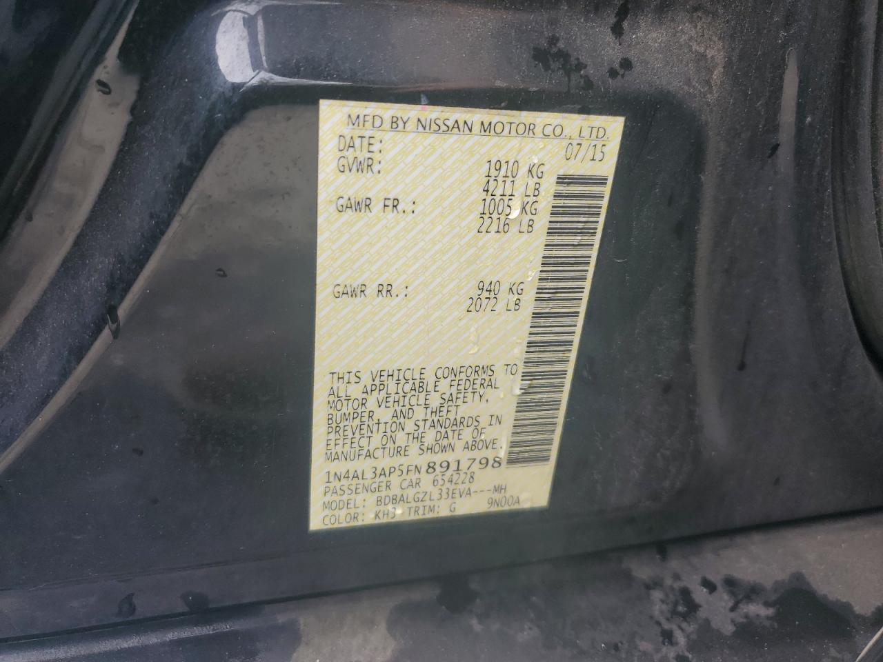 2015 NISSAN ALTIMA