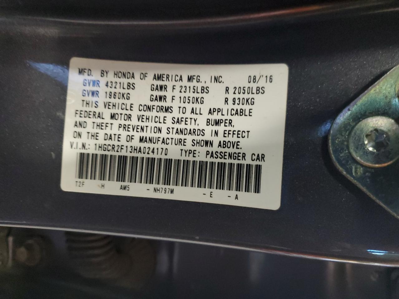 2017 HONDA ACCORD