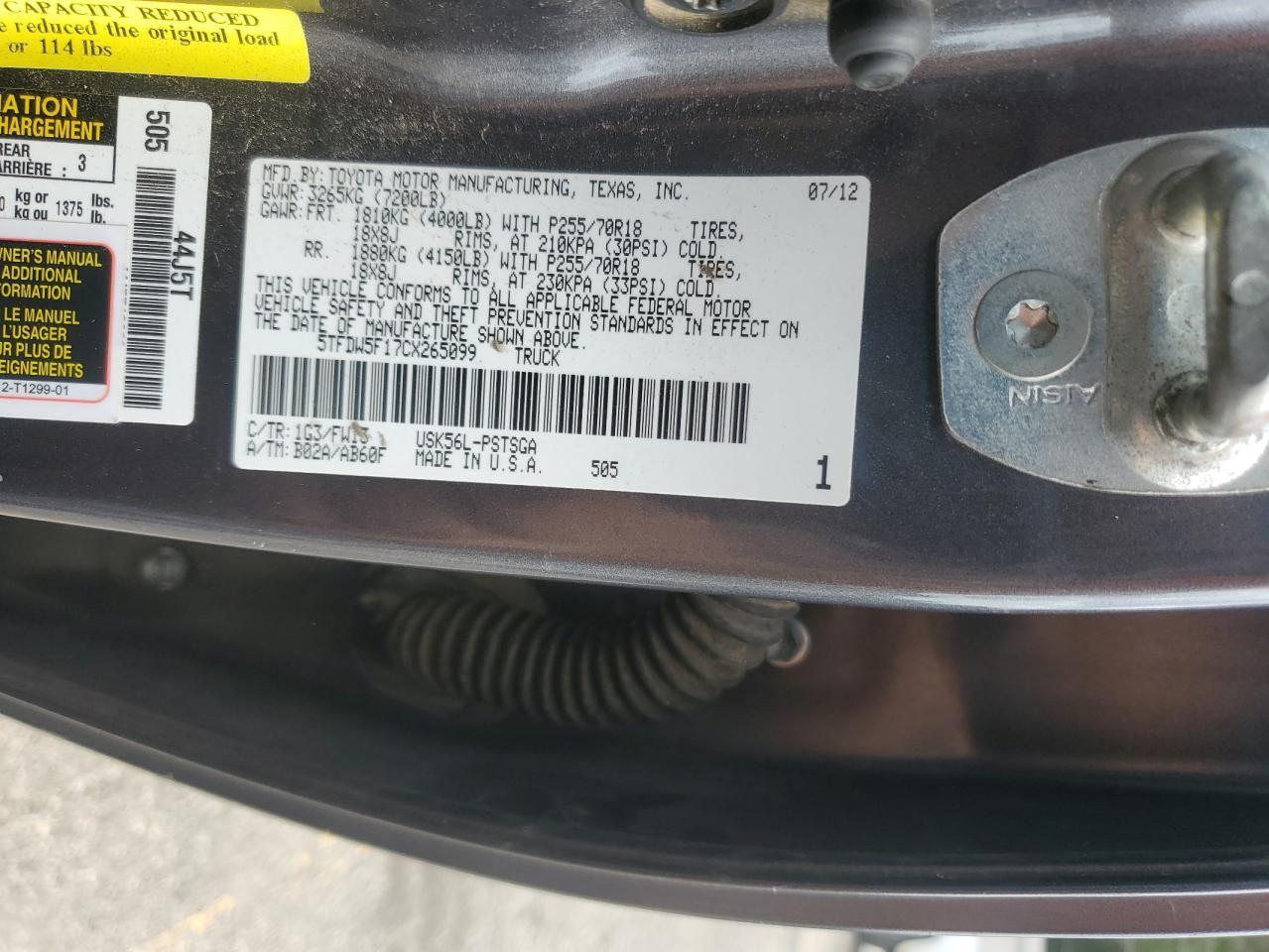 2012 TOYOTA TUNDRA