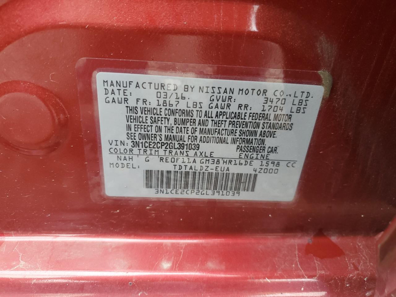 2016 NISSAN Versa Note
