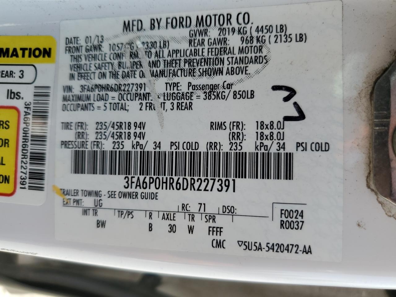 2013 FORD FUSION