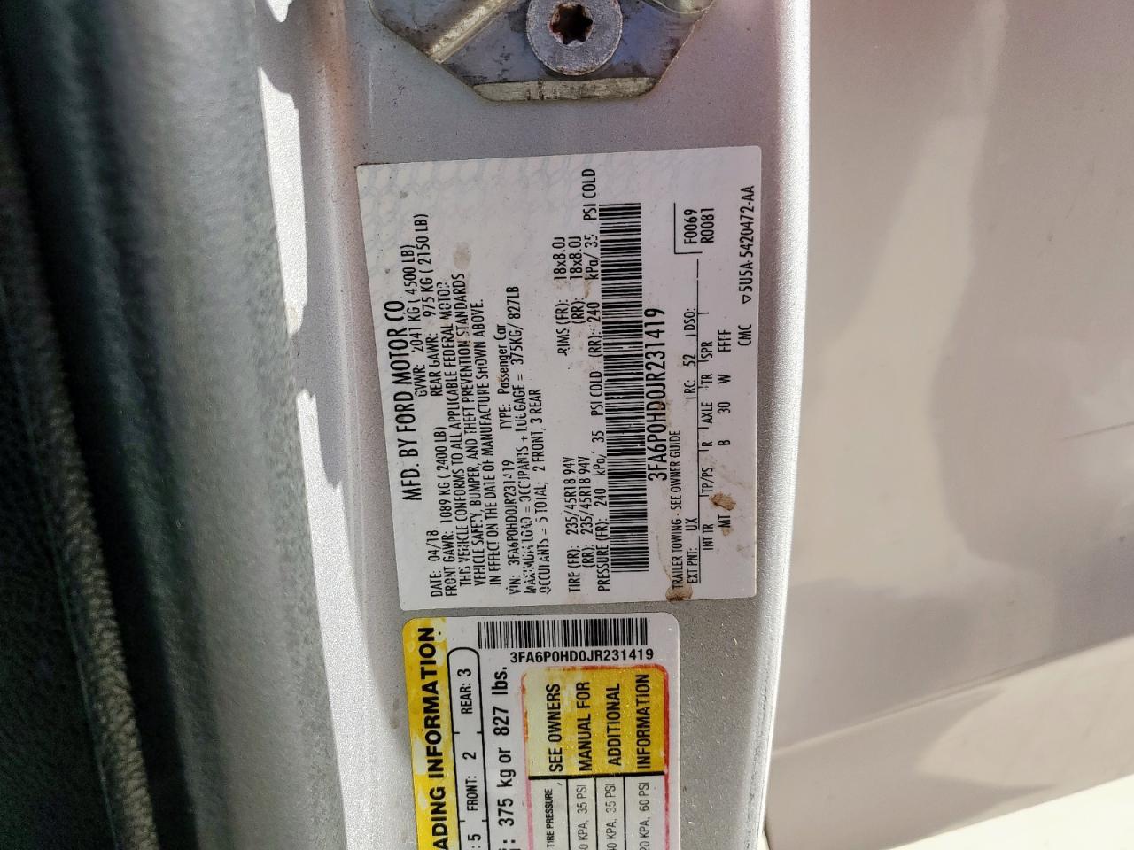 2018 FORD FUSION