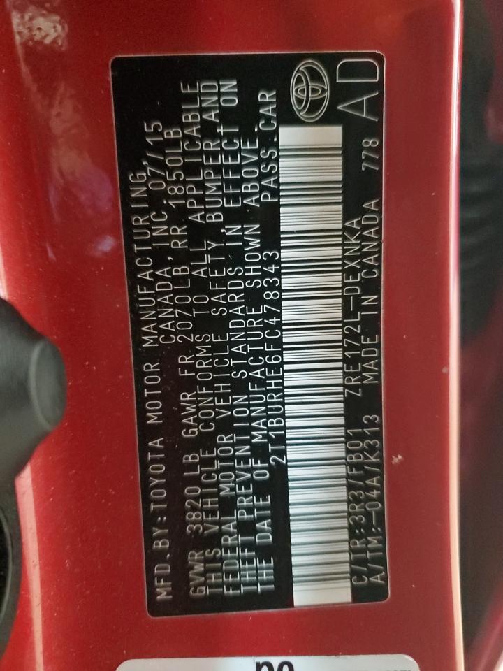 2015 TOYOTA COROLLA