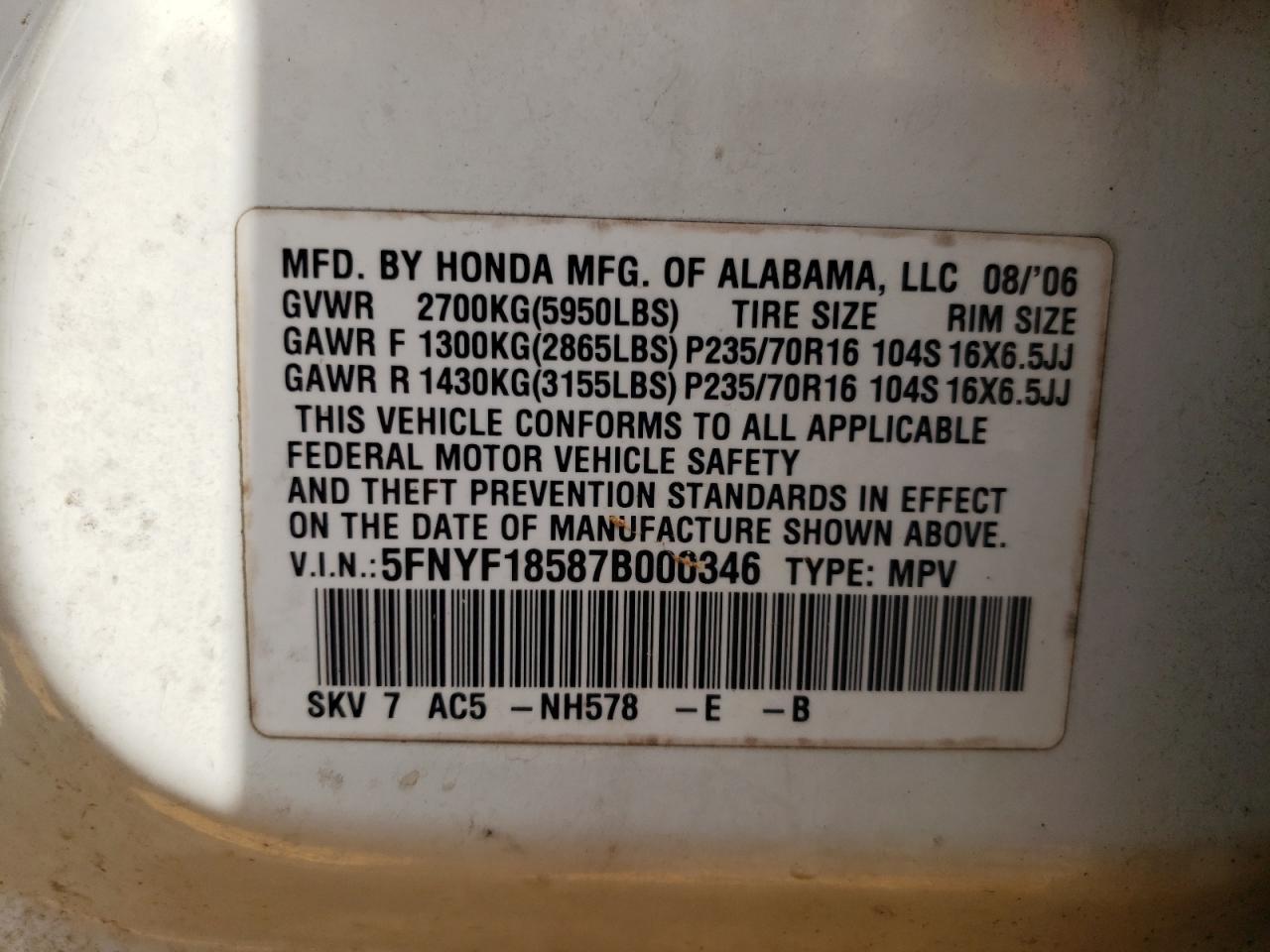 2007 HONDA PILOT