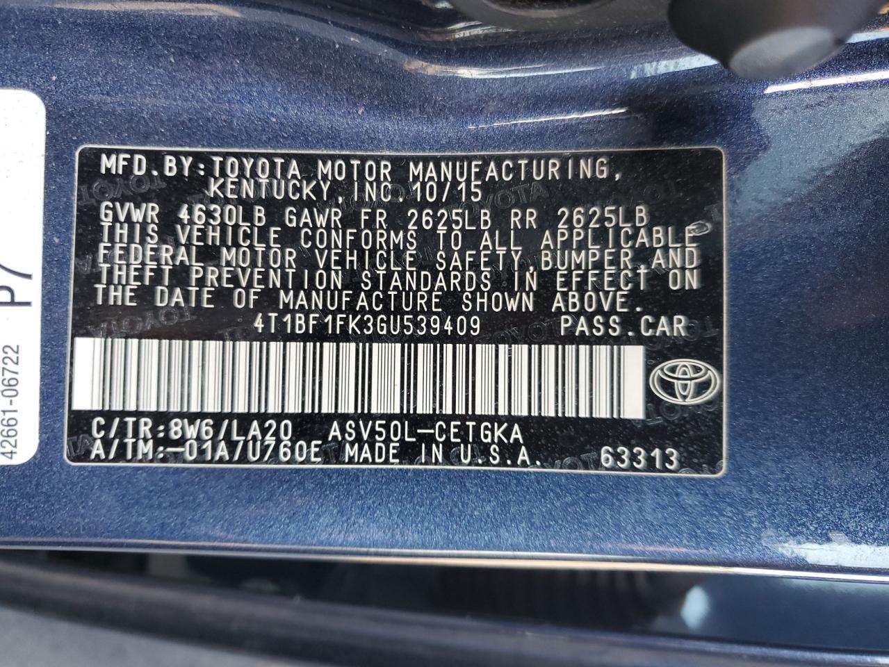 2016 TOYOTA CAMRY