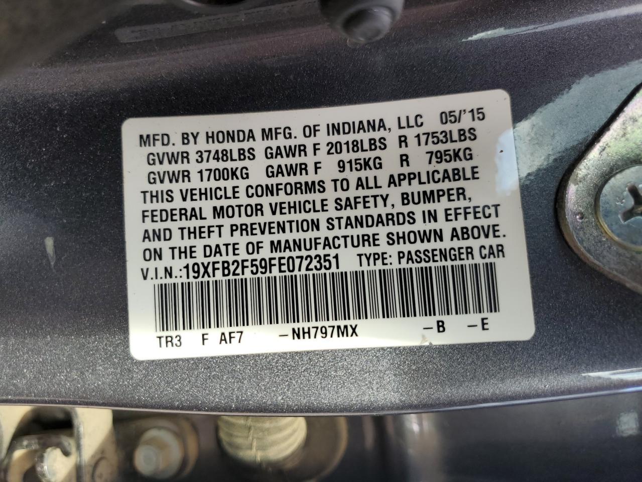 2015 HONDA CIVIC
