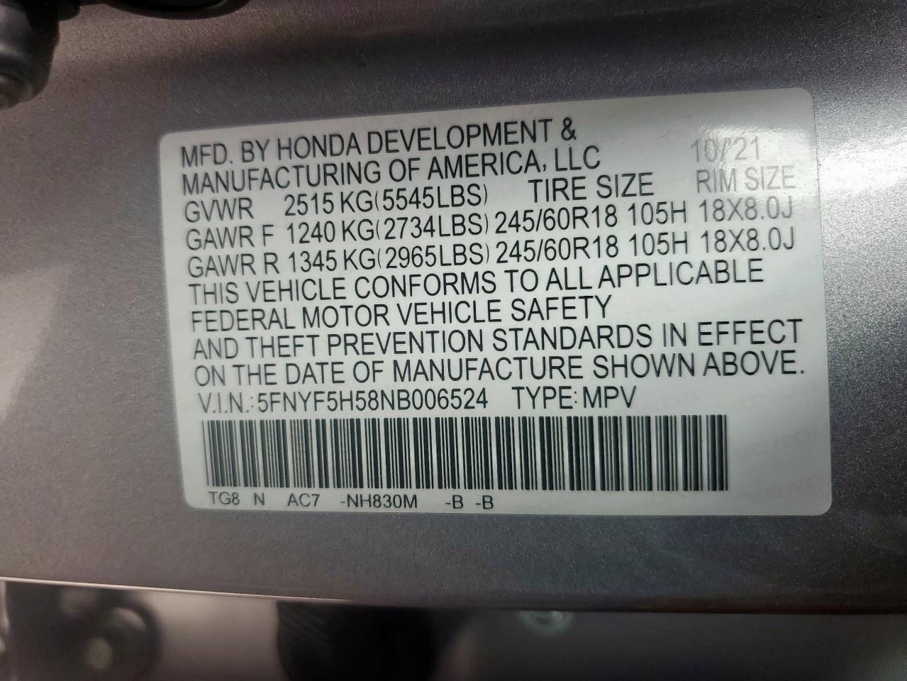 2022 HONDA PILOT