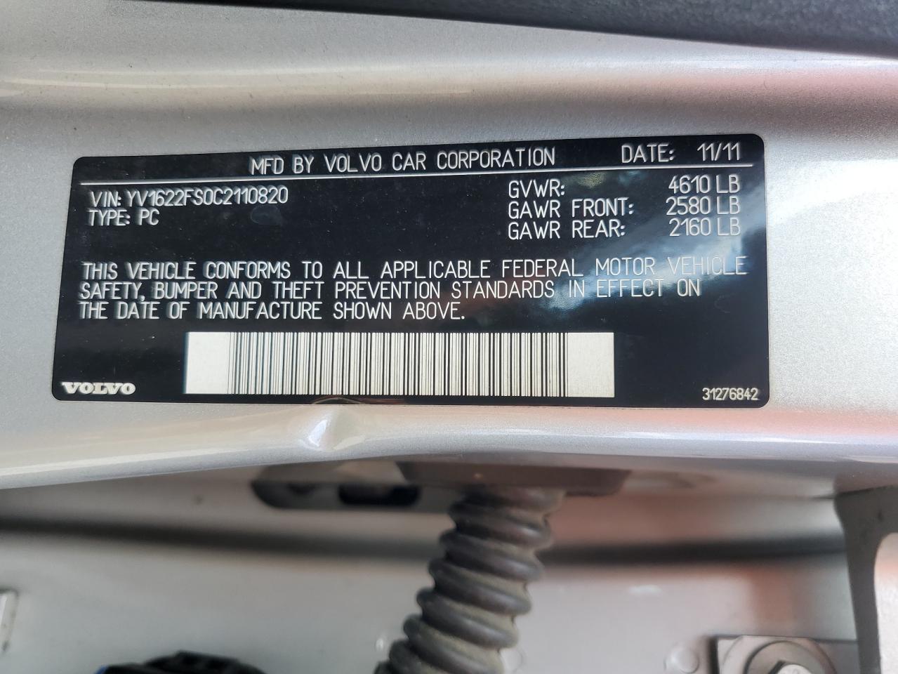 2012 VOLVO S60