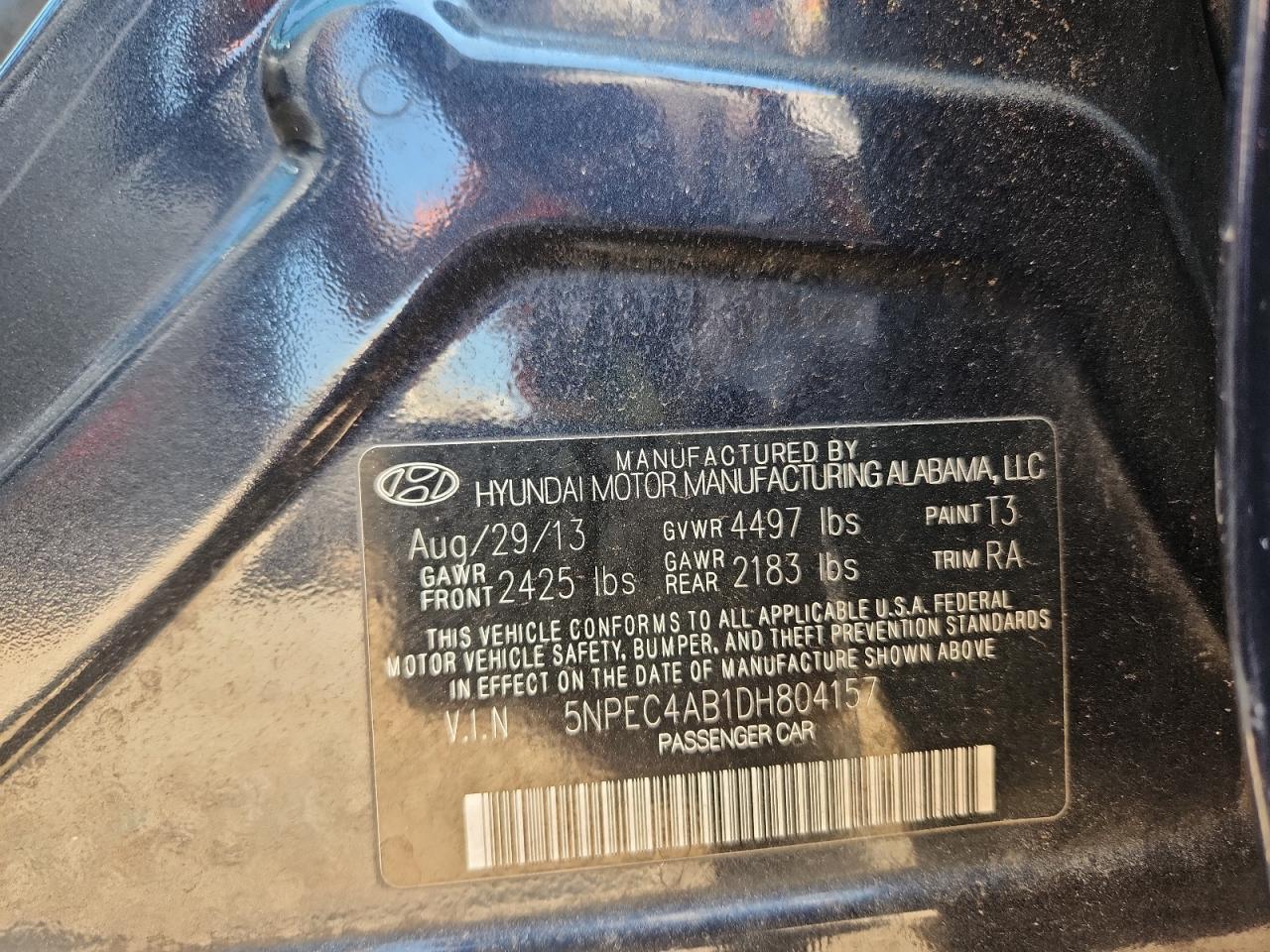 2013 HYUNDAI SONATA