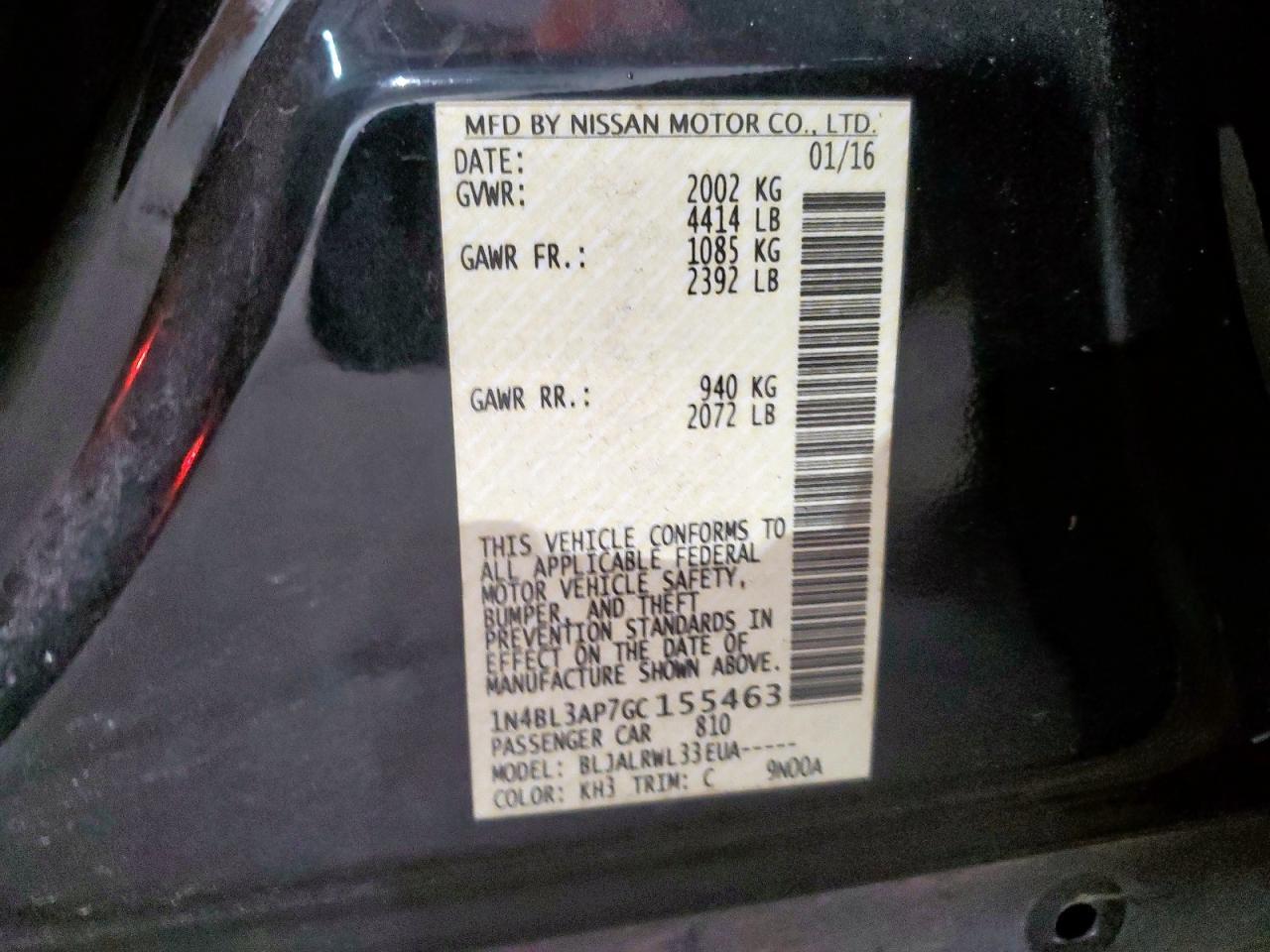 2016 NISSAN ALTIMA