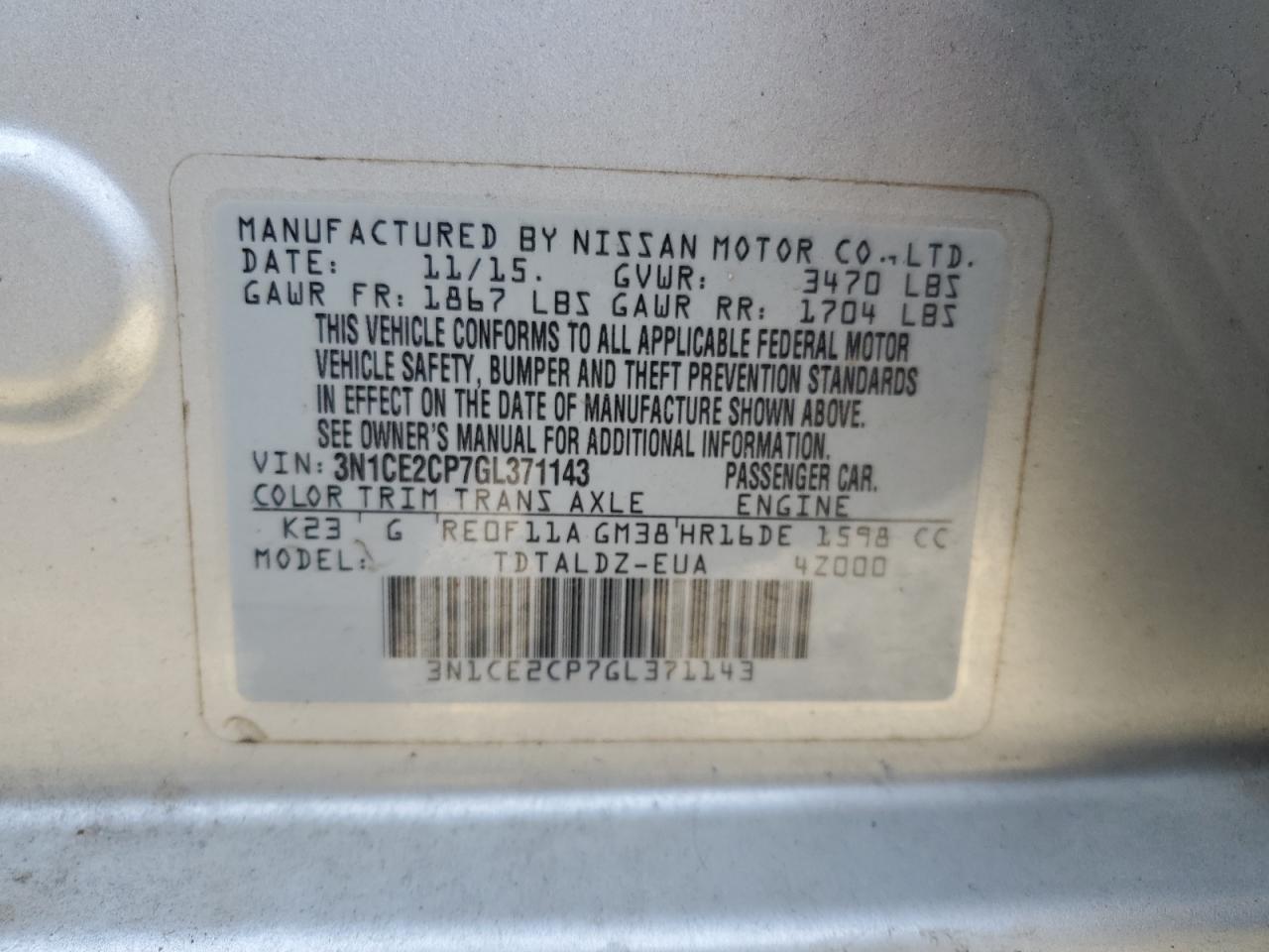 2016 NISSAN Versa Note