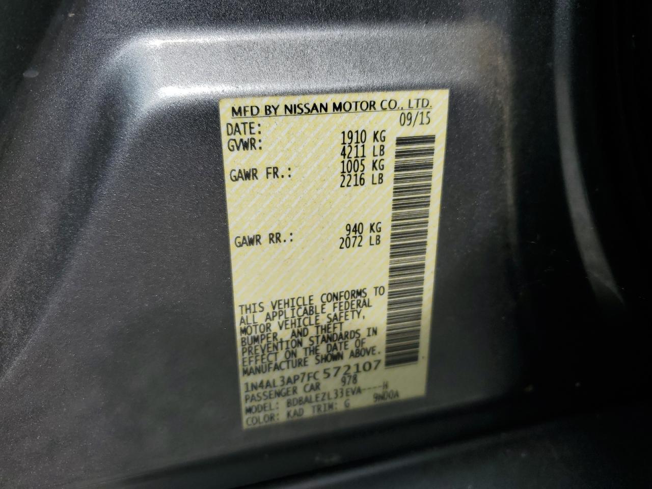 2015 NISSAN ALTIMA