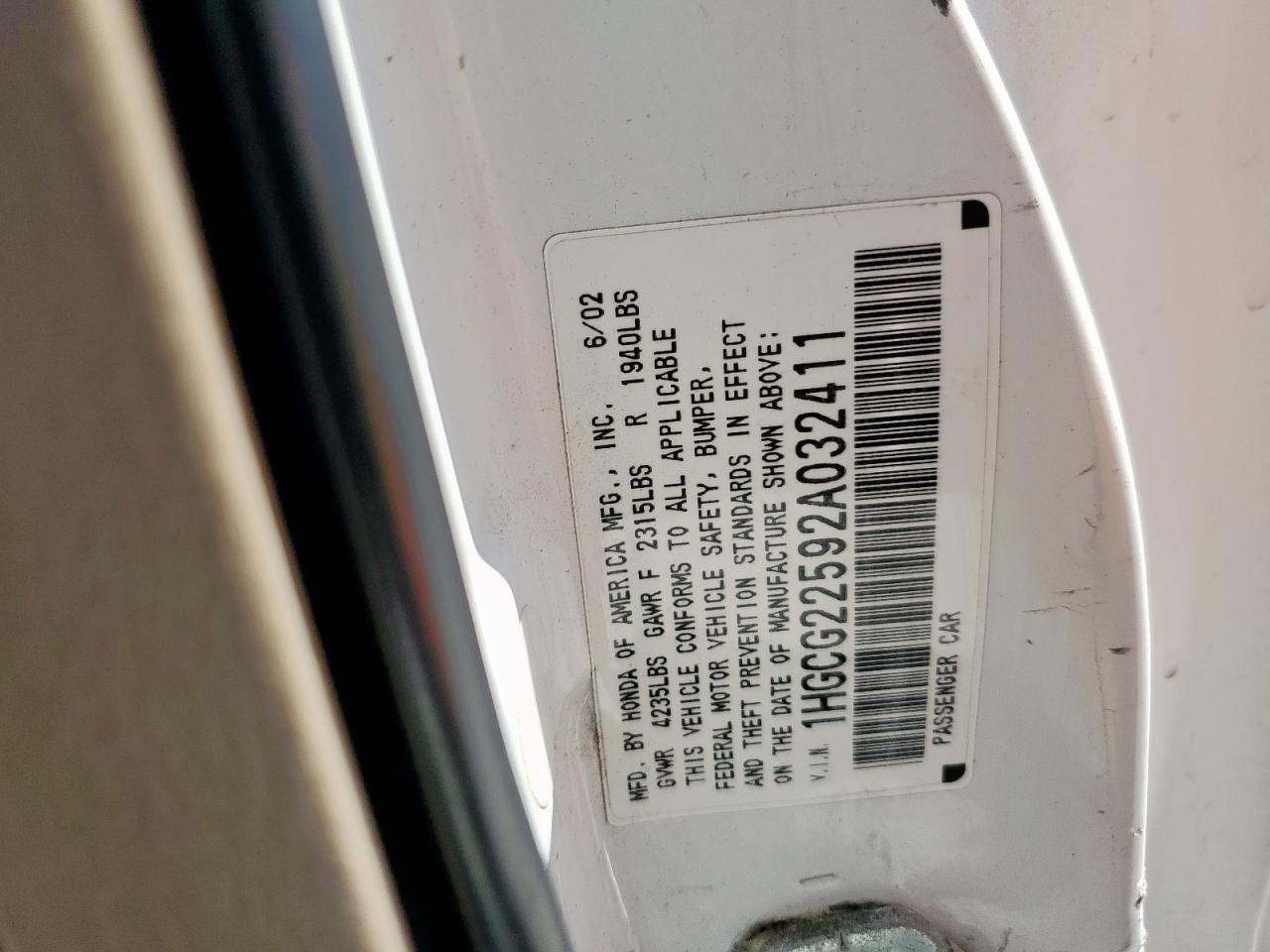 2002 HONDA ACCORD