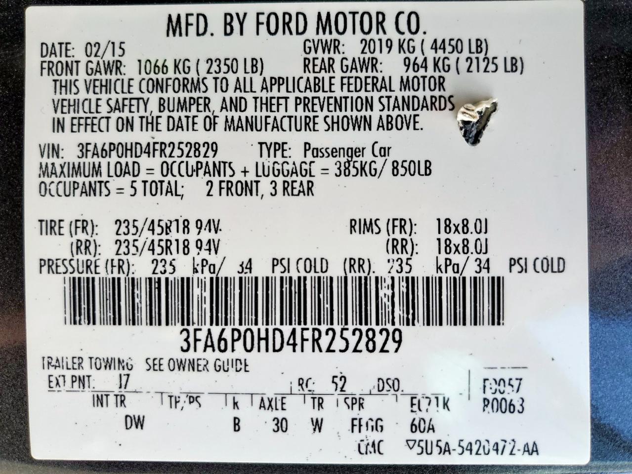 2015 FORD FUSION