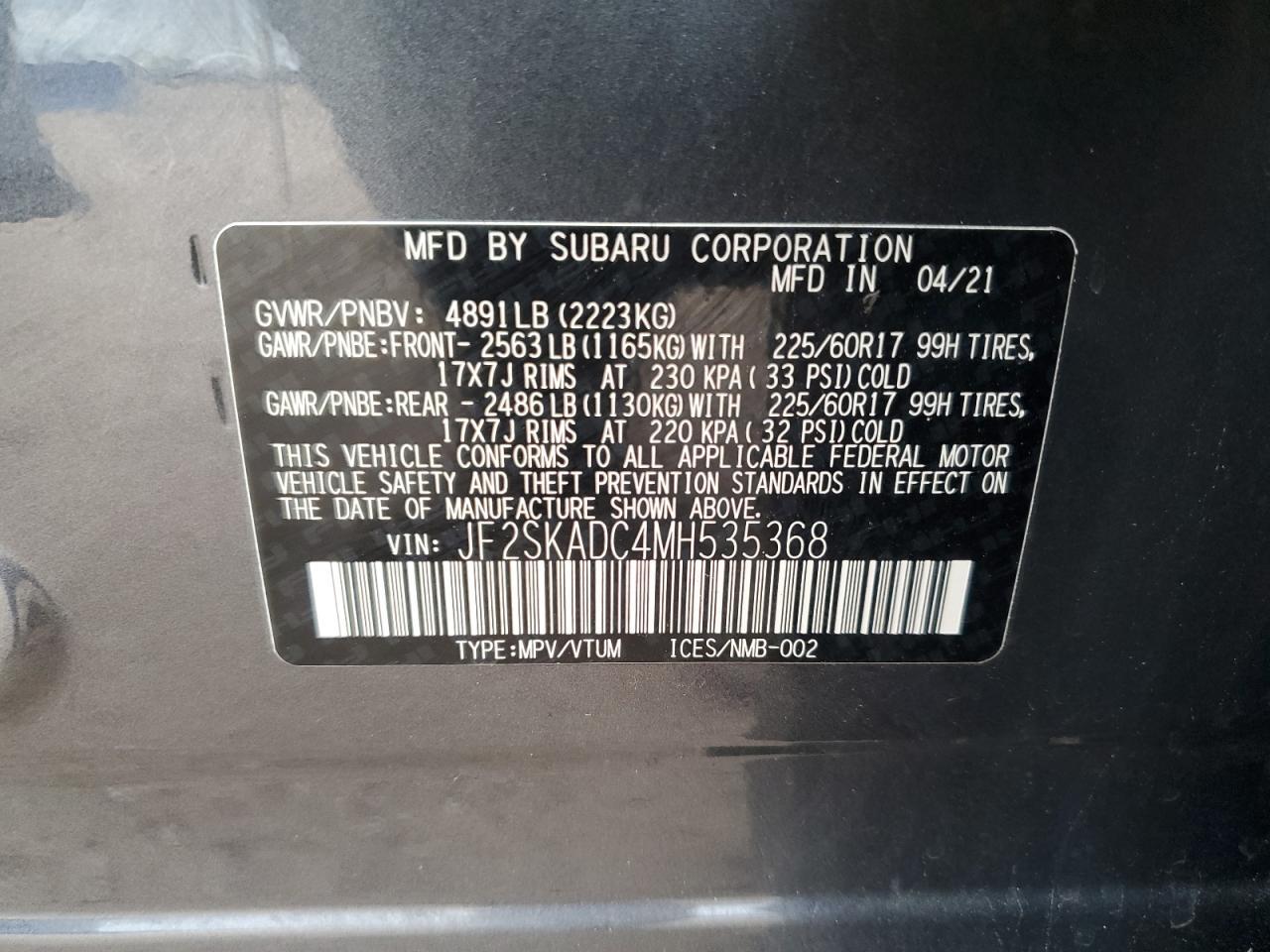 2021 SUBARU FORESTER