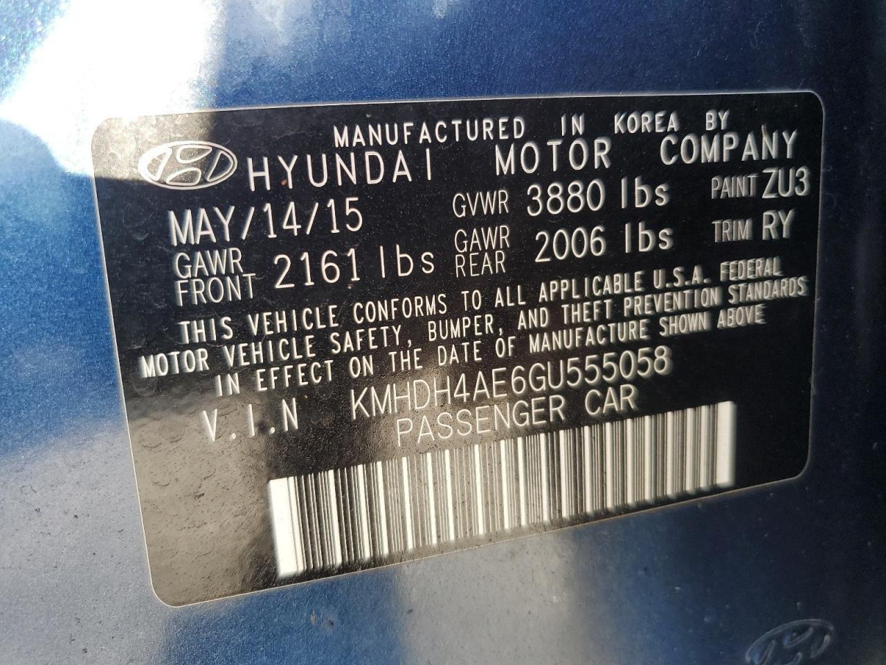 2016 HYUNDAI ELANTRA