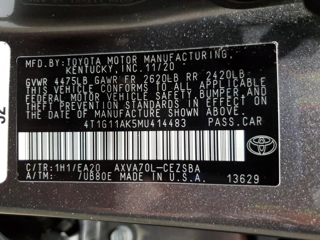 2021 TOYOTA CAMRY
