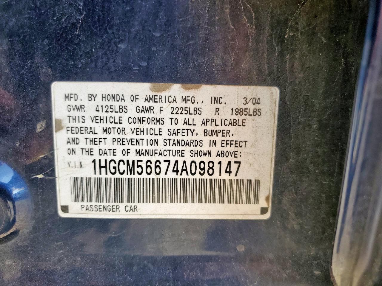 2004 HONDA ACCORD