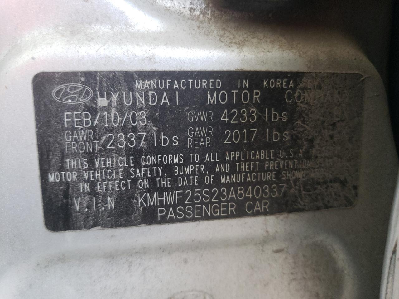 2003 HYUNDAI SONATA
