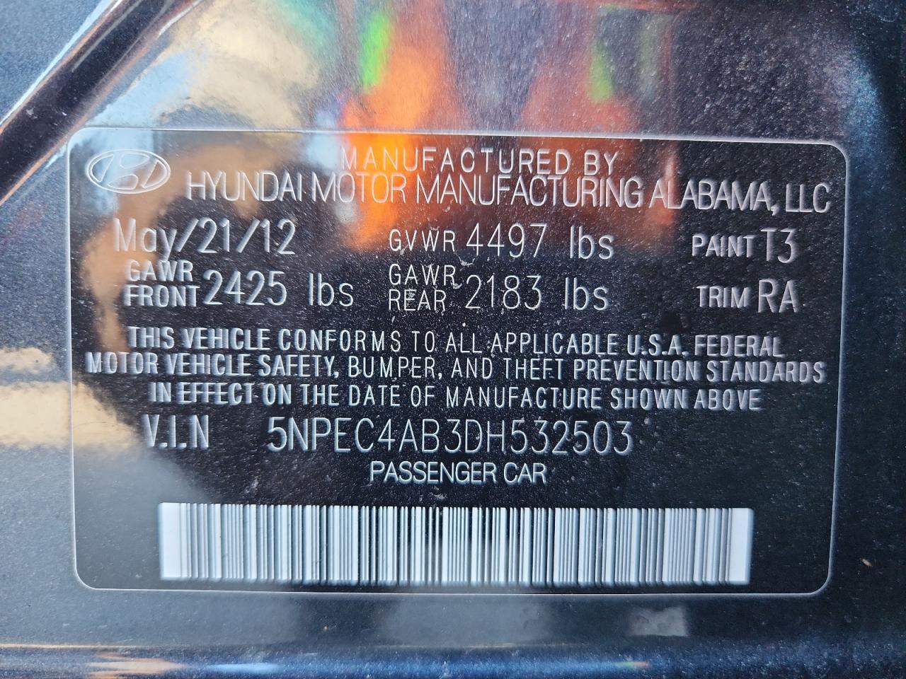 2013 HYUNDAI SONATA