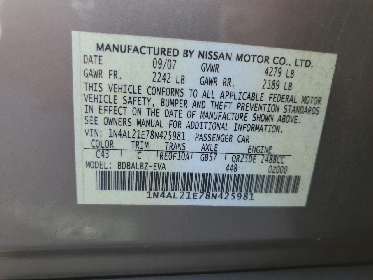 2008 NISSAN ALTIMA