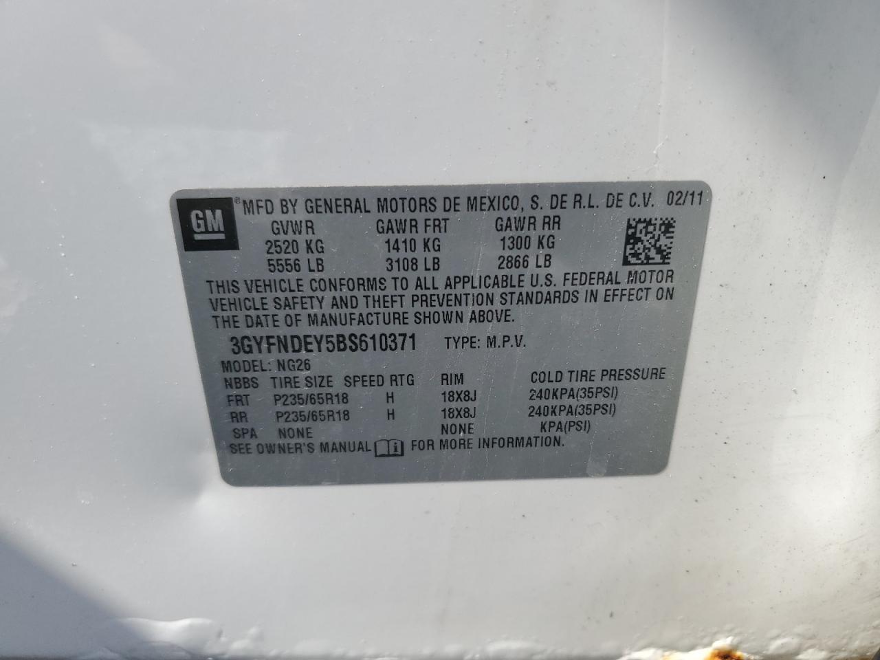 2011 CADILLAC SRX