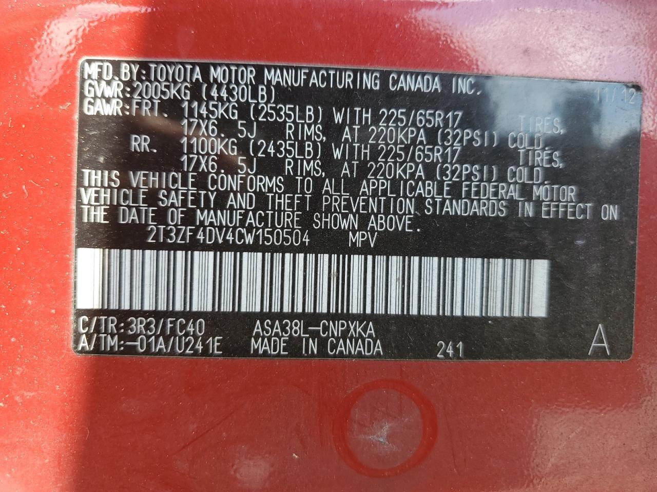 2012 TOYOTA RAV4