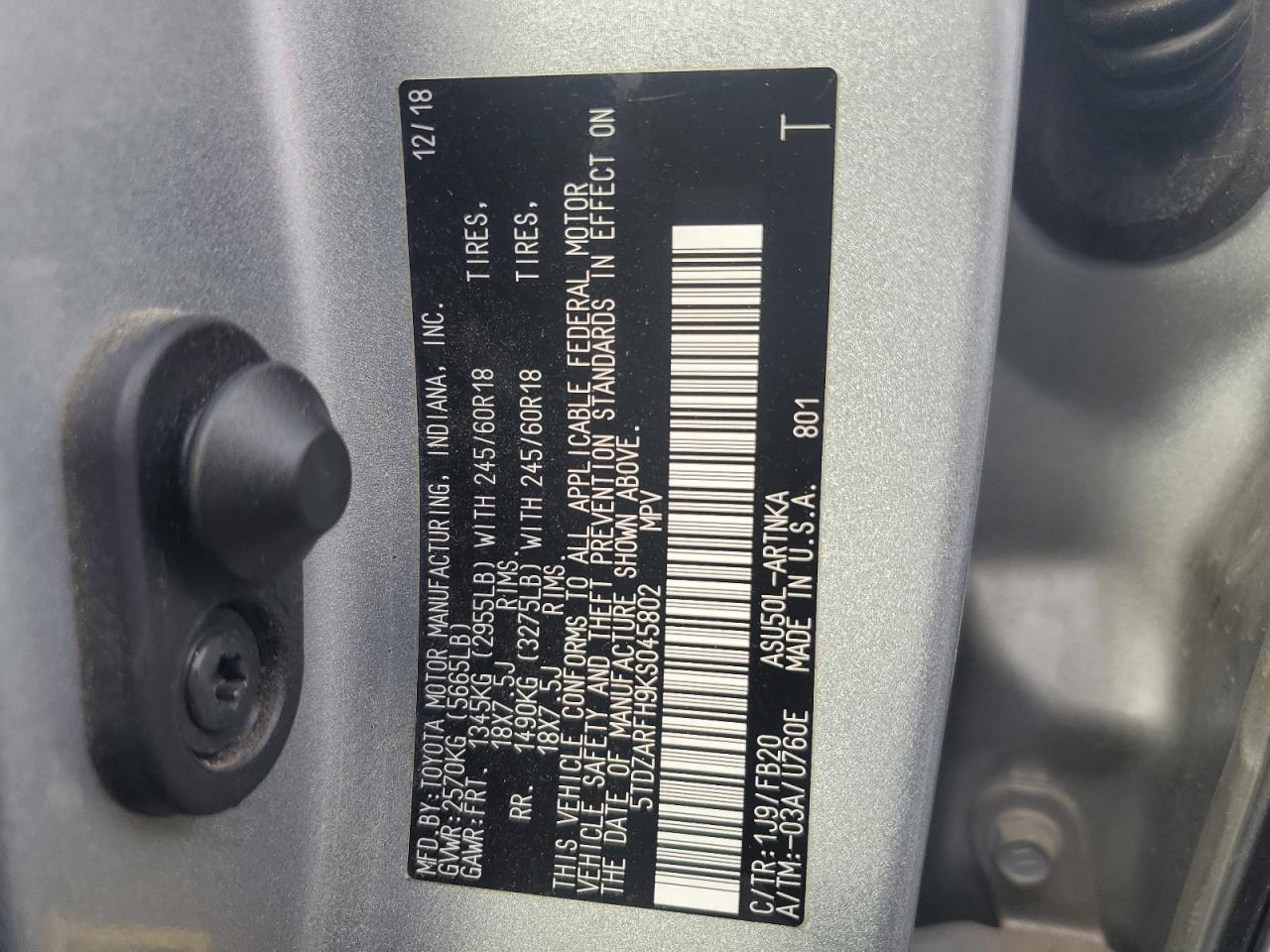 2019 TOYOTA HIGHLANDER