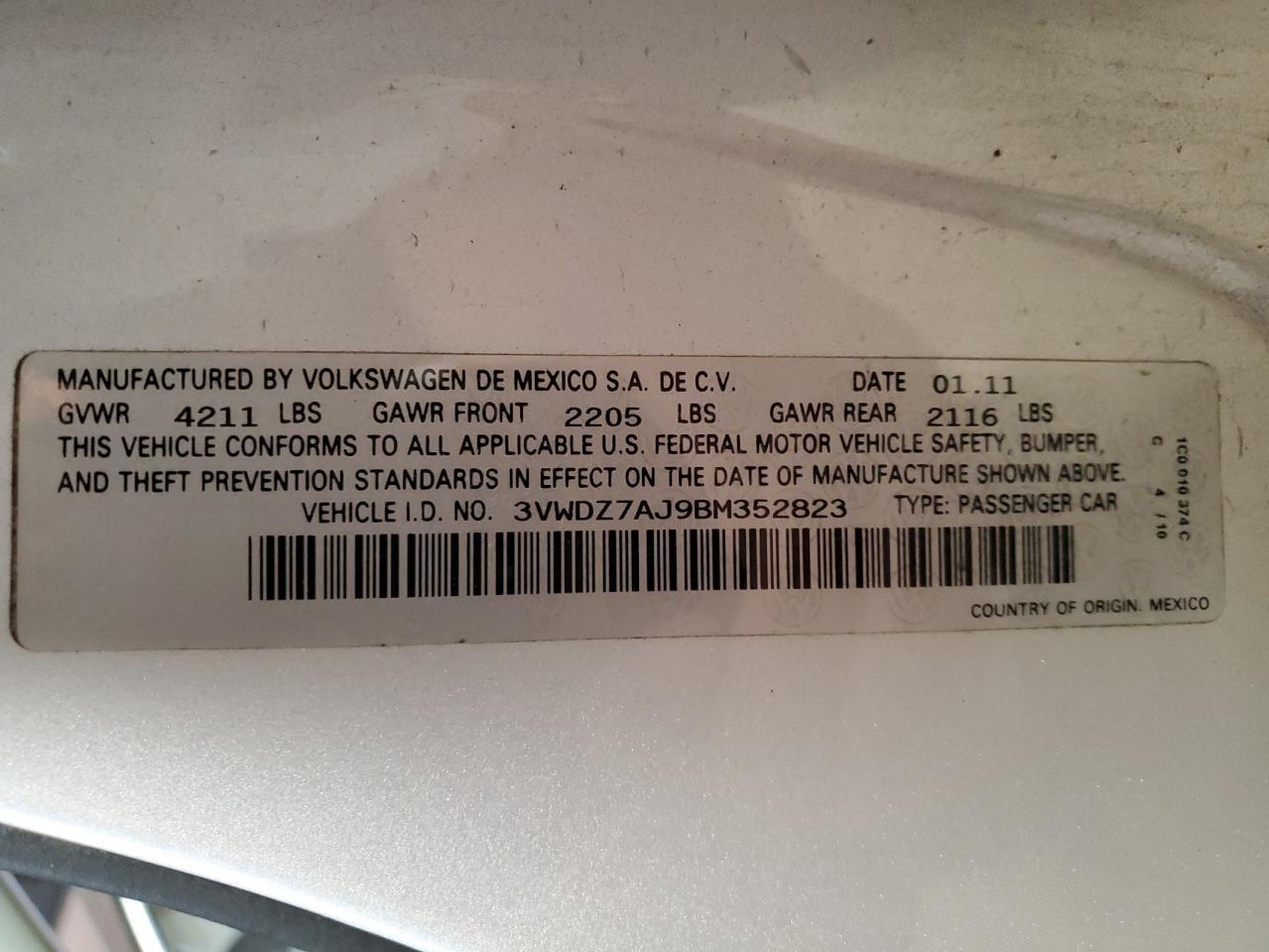 2011 VOLKSWAGEN JETTA