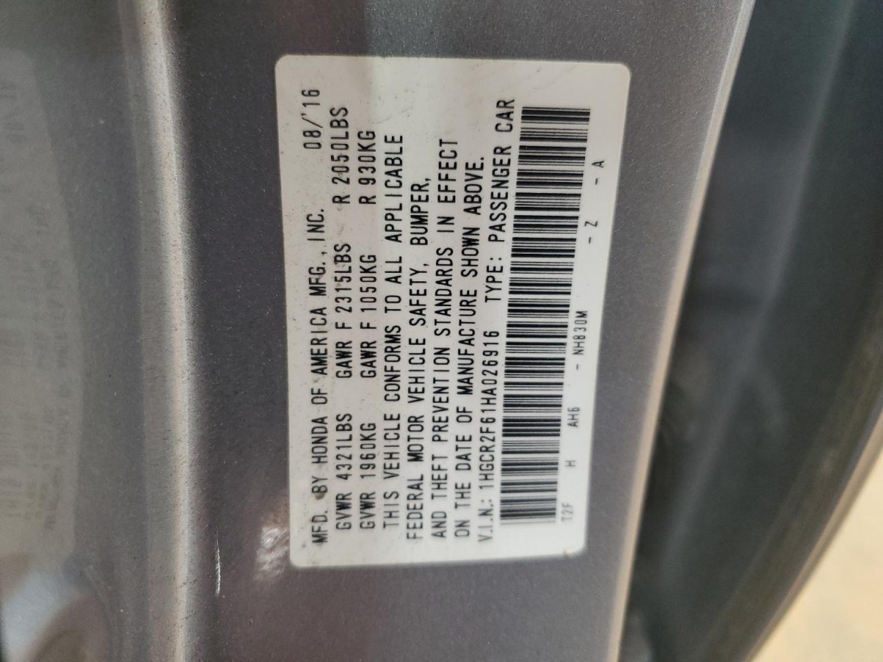 2017 HONDA ACCORD