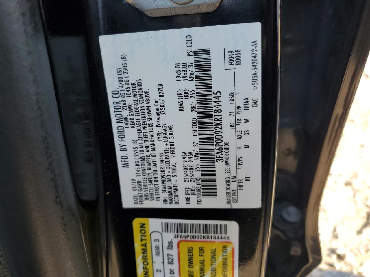 2019 FORD FUSION