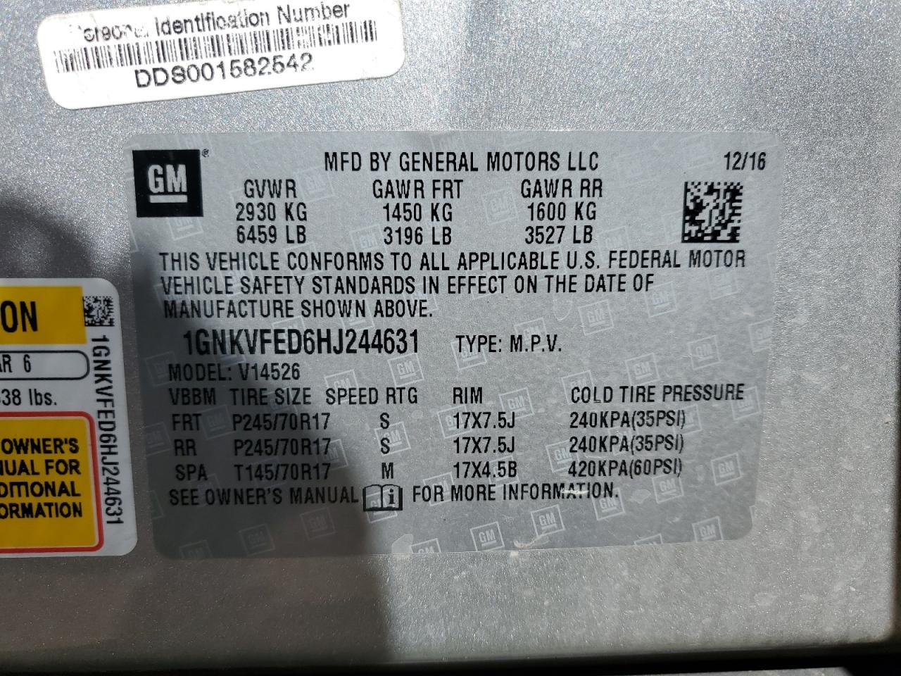 2017 CHEVROLET TRAVERSE