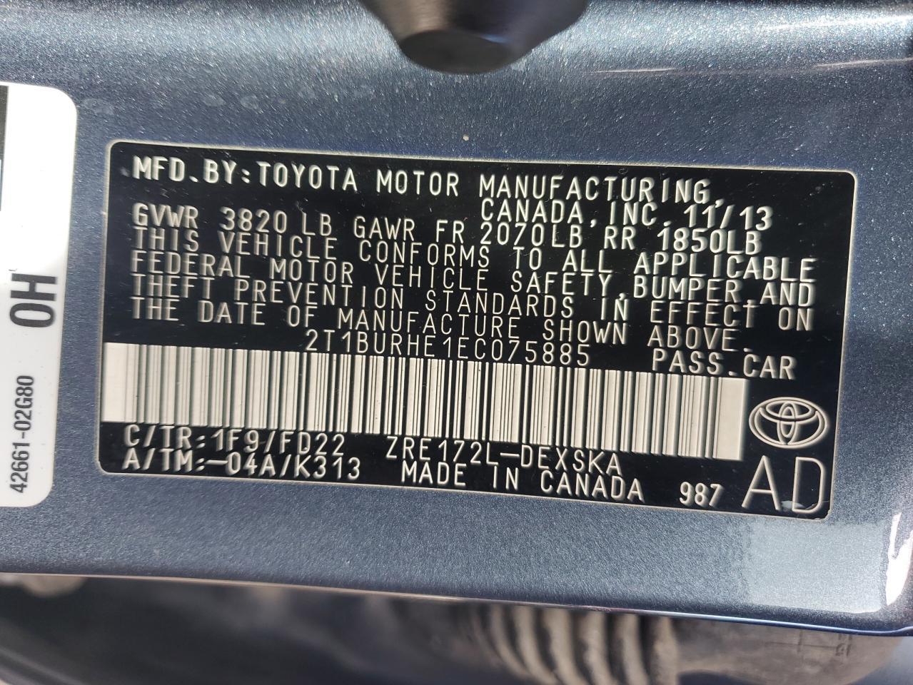 2014 TOYOTA COROLLA