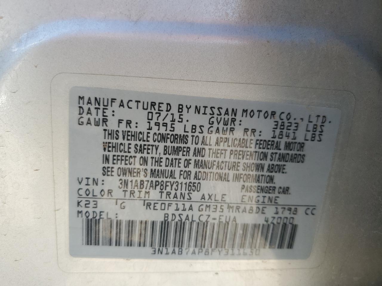 2015 NISSAN SENTRA