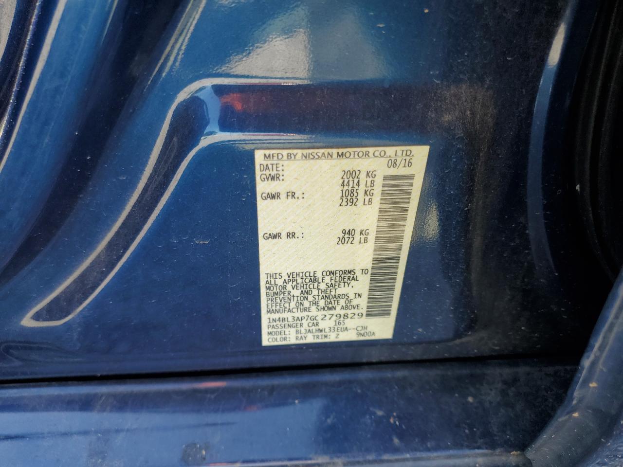 2016 NISSAN ALTIMA