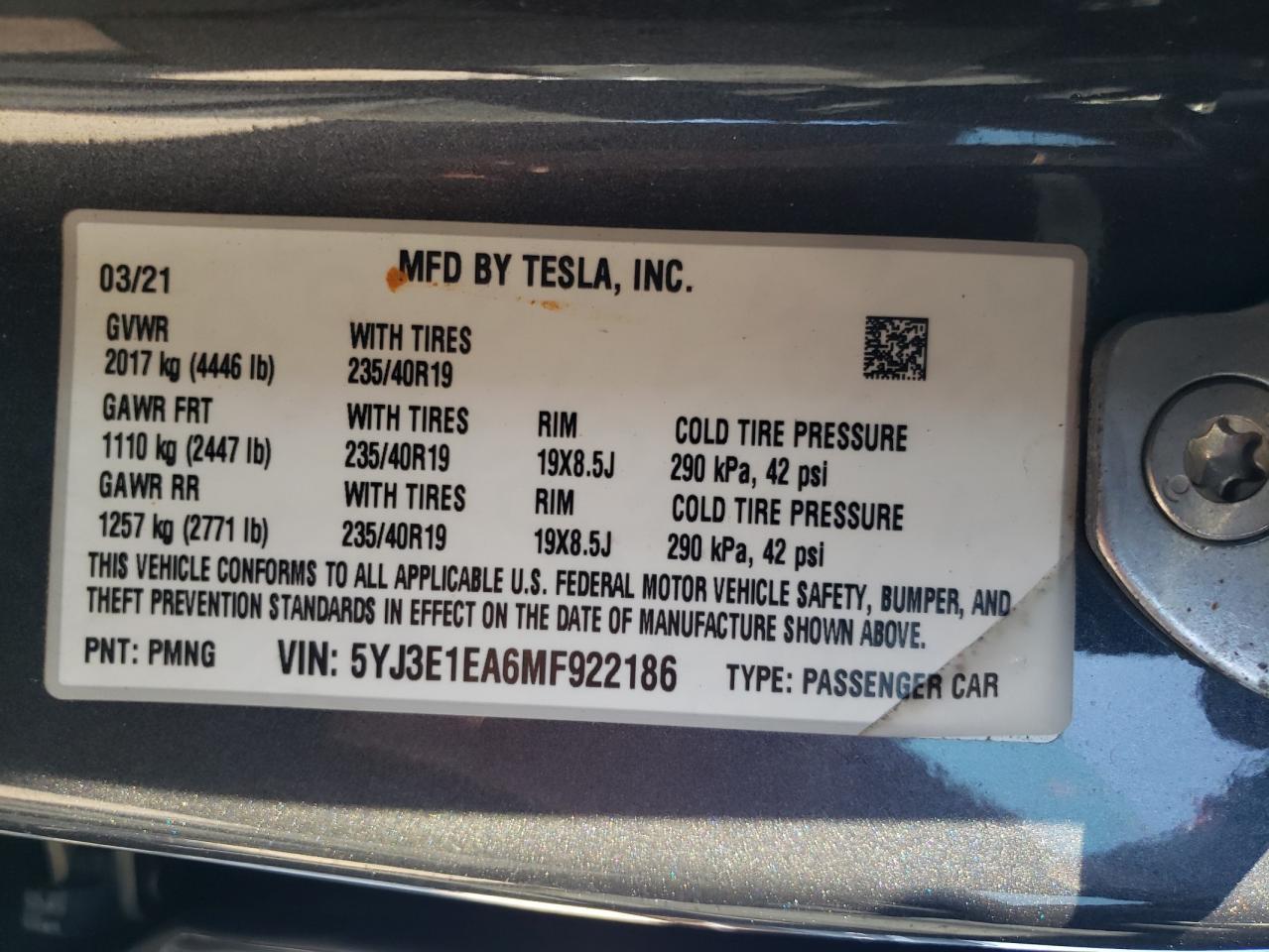 2021 TESLA MODEL 3
