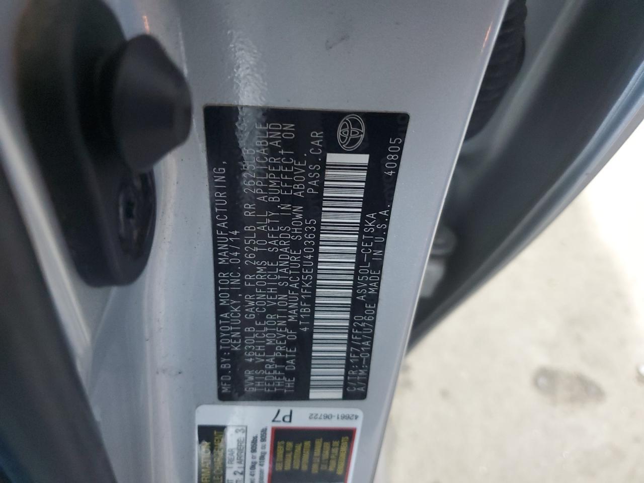 2014 TOYOTA CAMRY