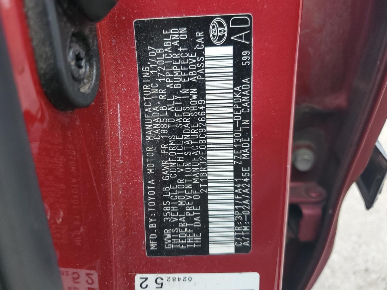 2008 TOYOTA COROLLA