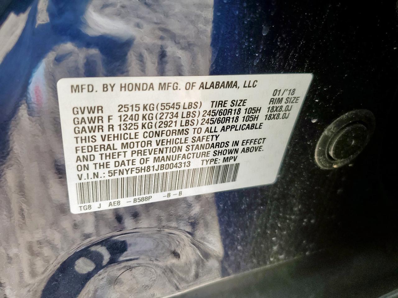 2018 HONDA PILOT