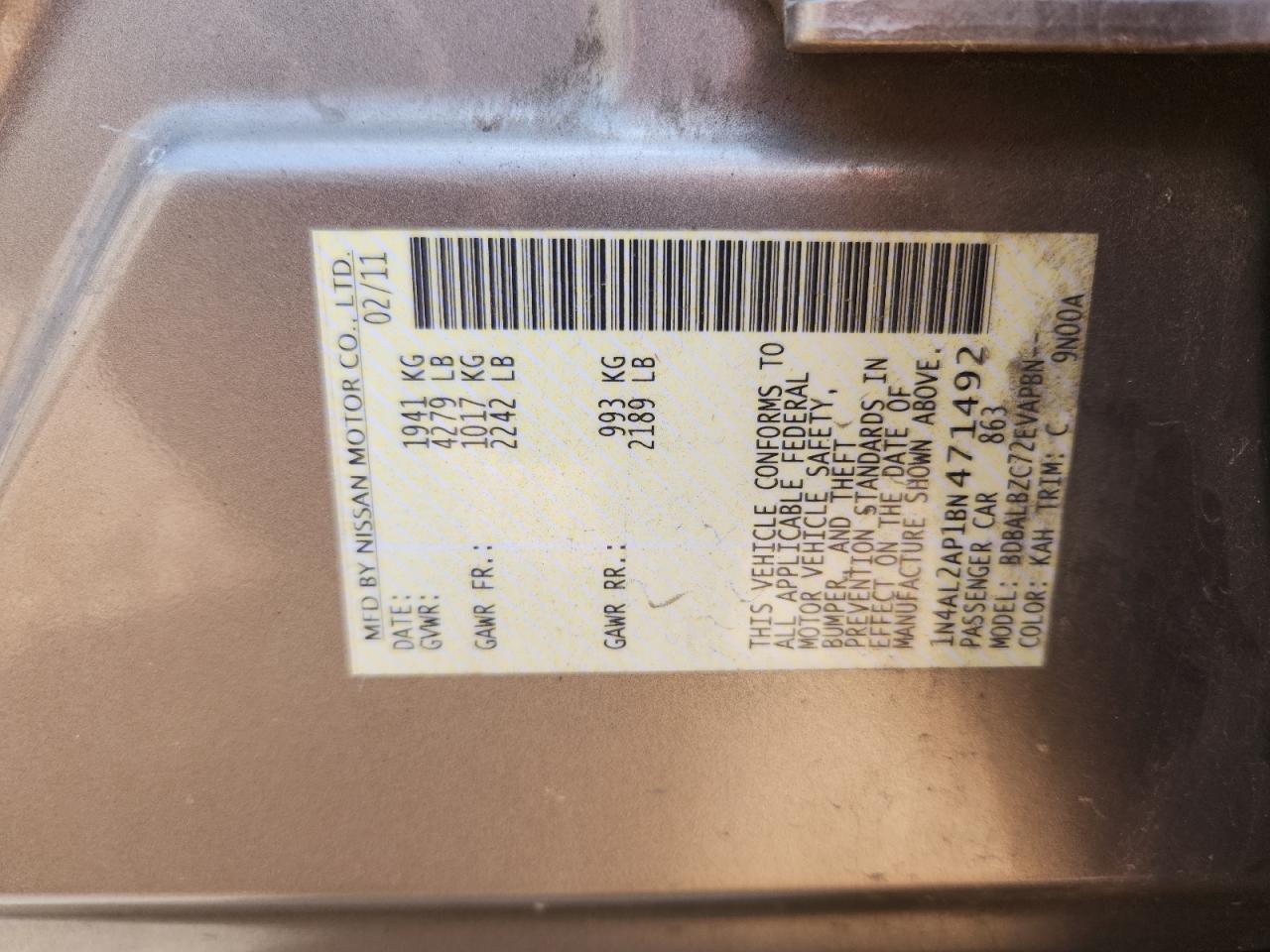 2011 NISSAN ALTIMA