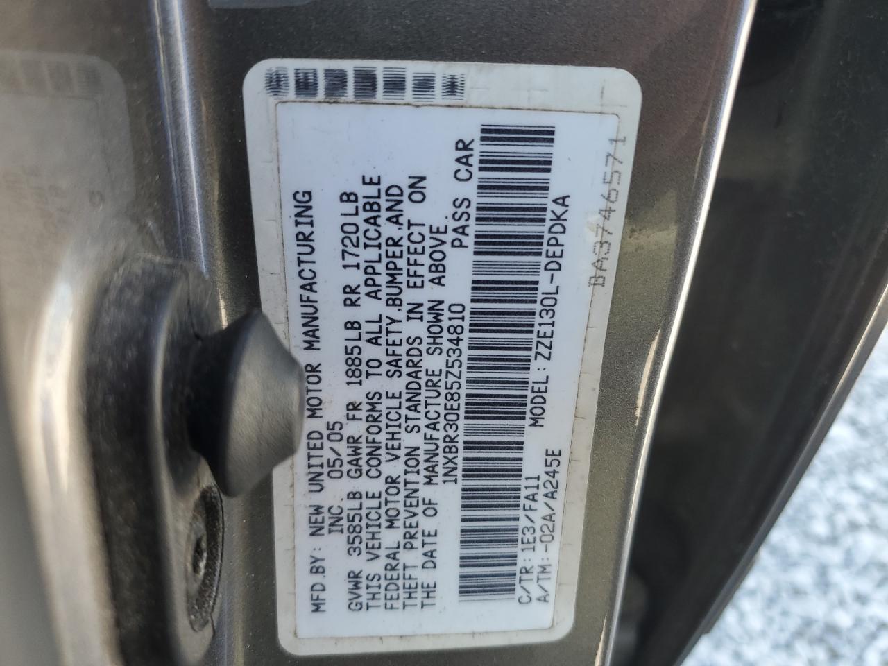 2005 TOYOTA COROLLA