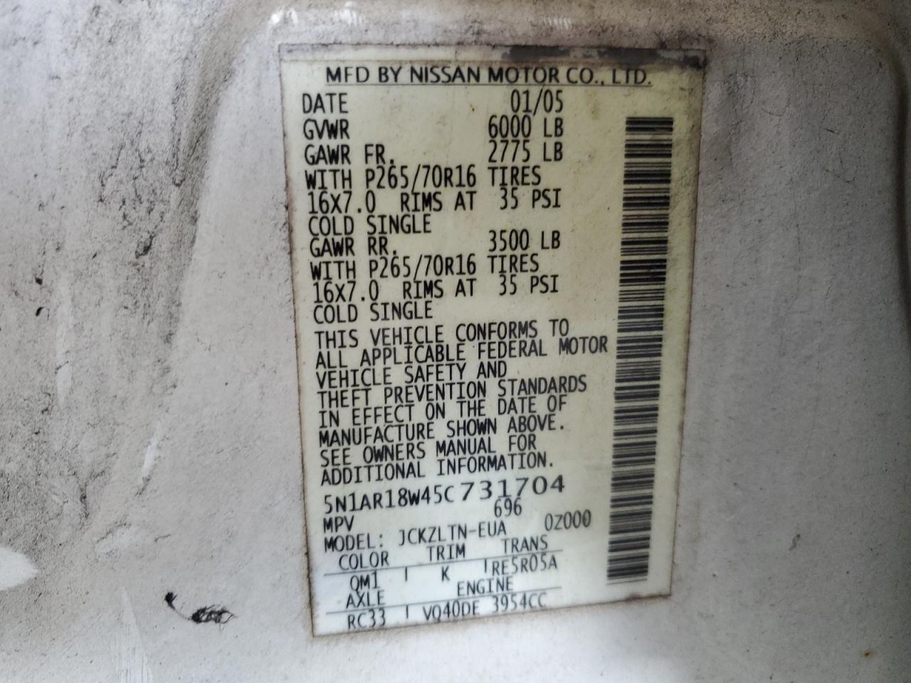 2005 NISSAN PATHFINDER