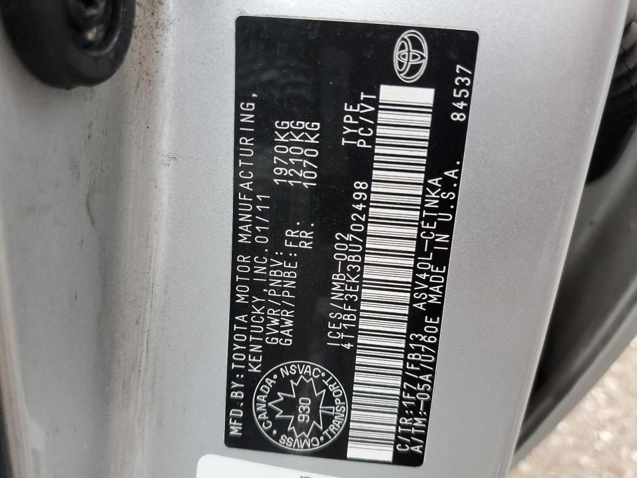 2011 TOYOTA CAMRY