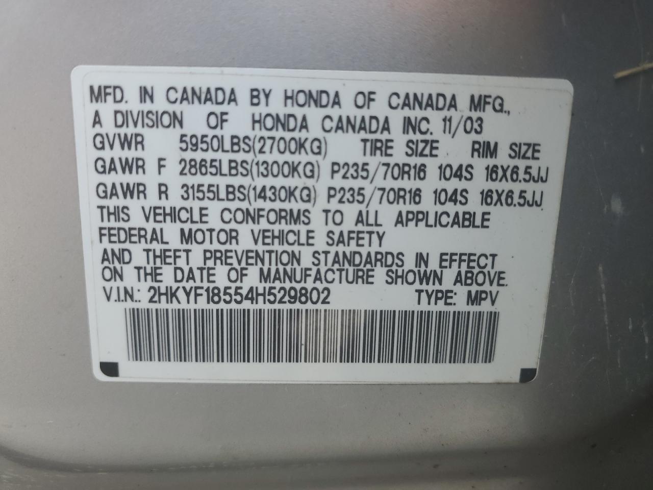 2004 HONDA PILOT