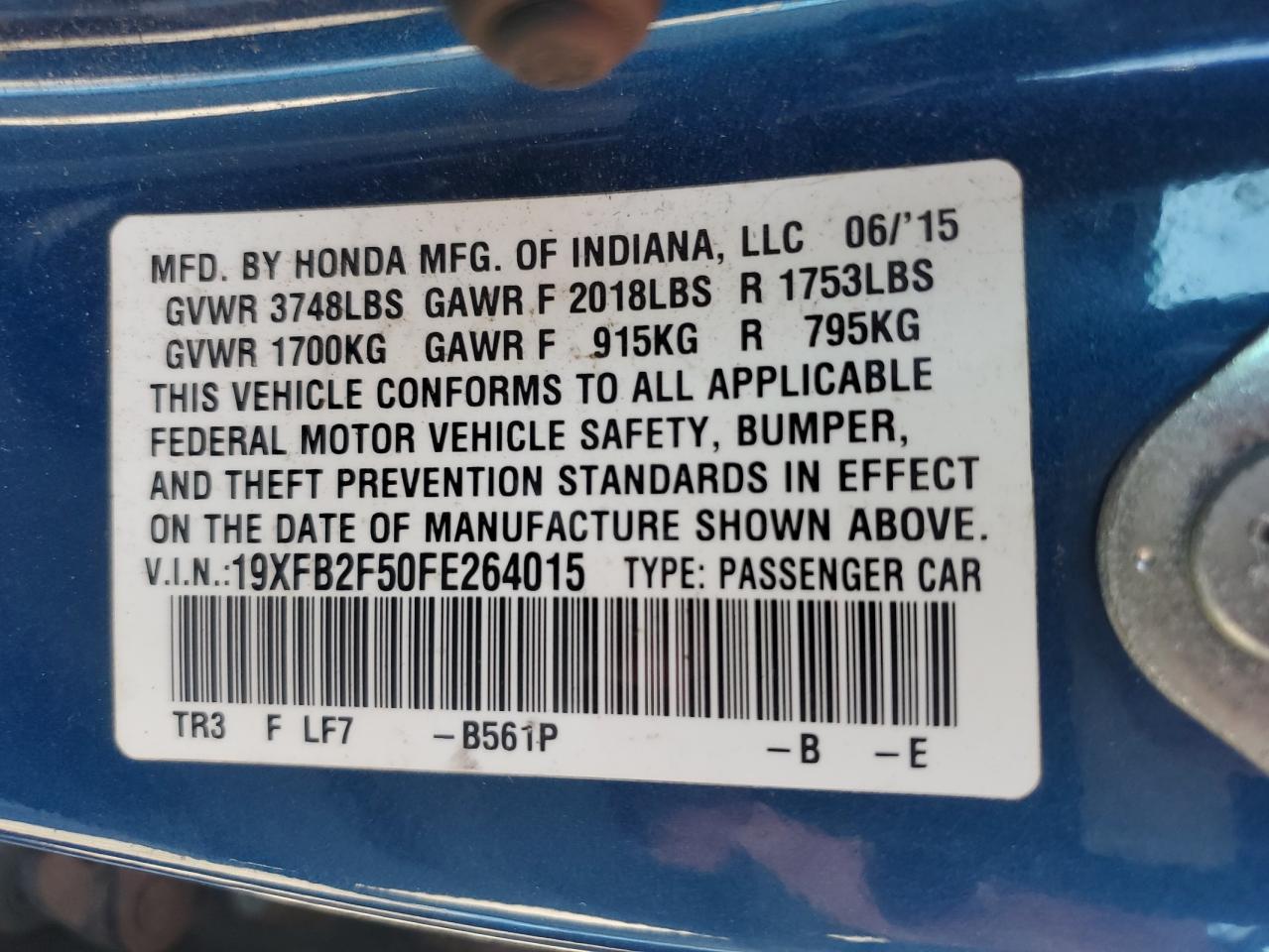 2015 HONDA CIVIC