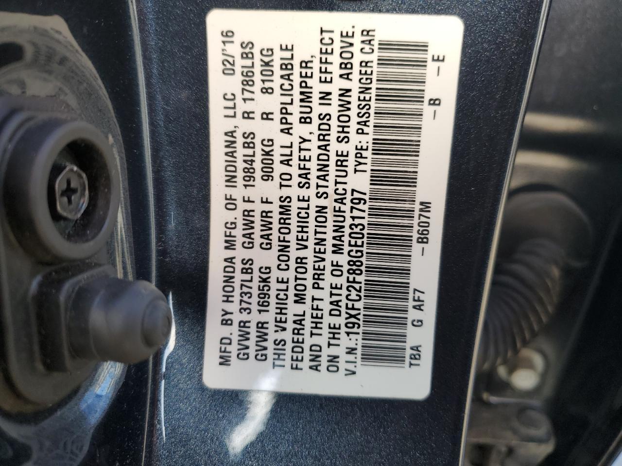 2016 HONDA CIVIC
