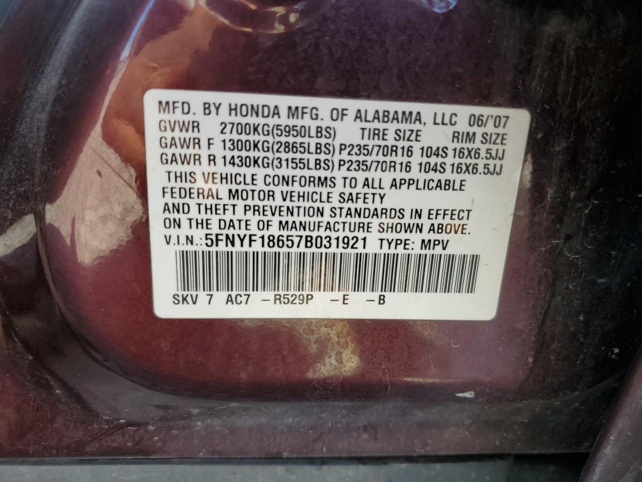 2007 HONDA PILOT