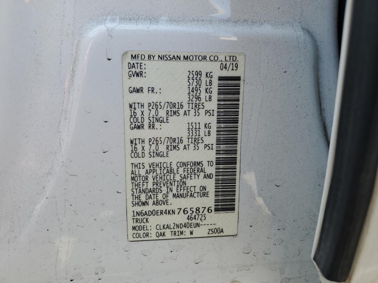 2019 NISSAN Frontier