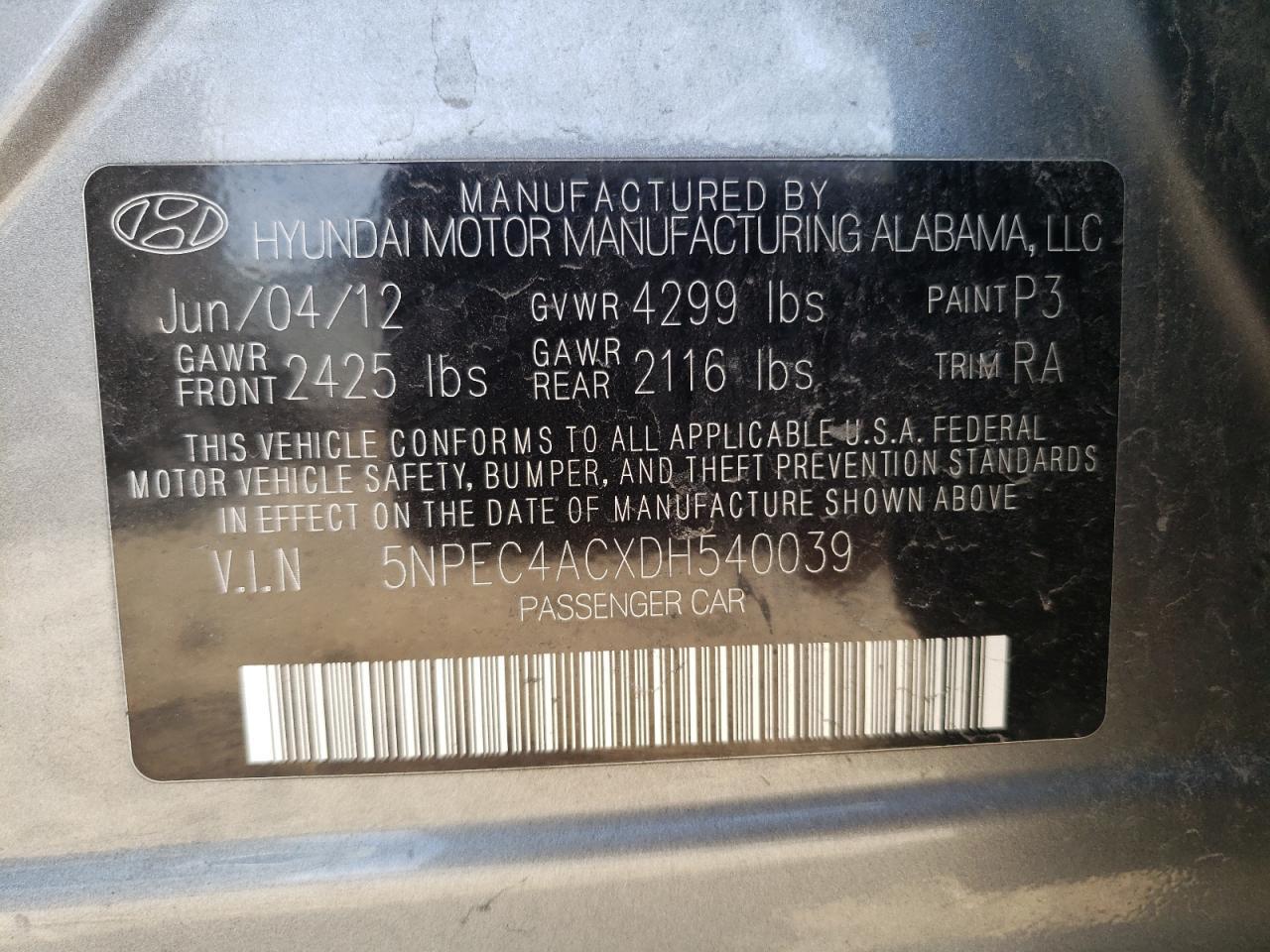 2013 HYUNDAI SONATA